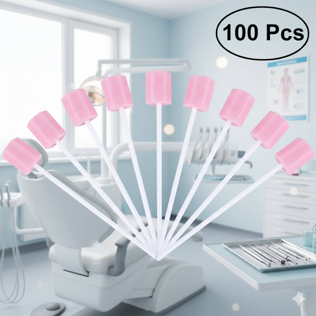 100 Pcs Disposable Oral Care Sponge Swab/Tooth Cleaning Spong Speech Therapy Tools
