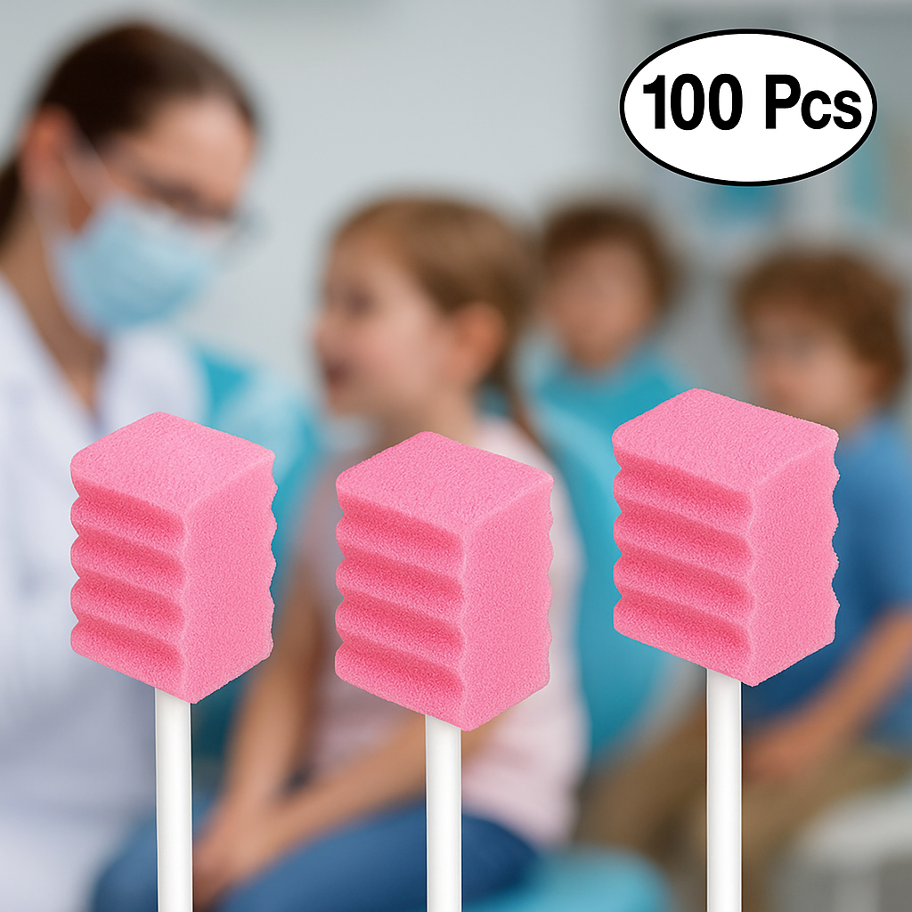 100 Pcs Disposable Oral Care Sponge Swab/Tooth Cleaning Spong Speech Therapy Tools