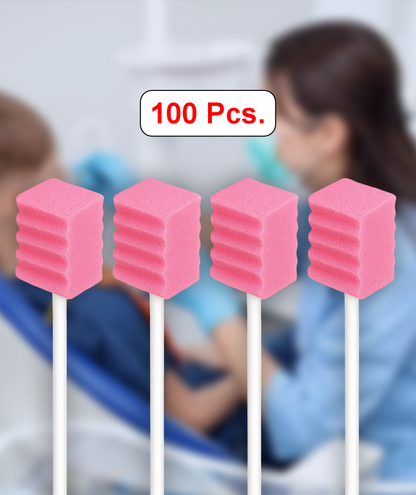 100 Pcs Disposable Oral Care Sponge Swab/Tooth Cleaning Spong Speech Therapy Tools
